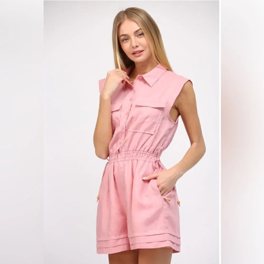 004. PINK LINEN ROMPER - Picture 4 of 9